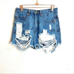 Modern forever 21 Light wash number jeans distressed shorts 8 M